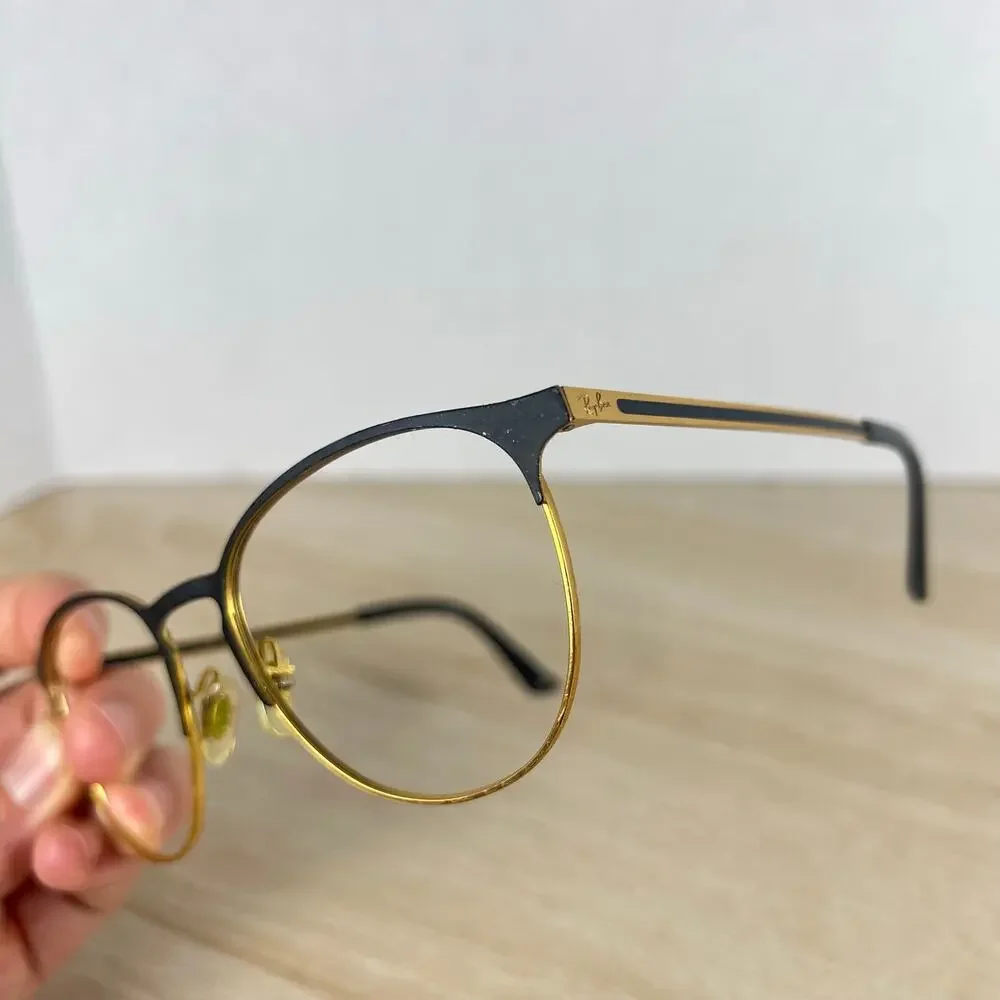 Ray-Ban RB6375 3051 Eyeglasses Gold Black Frames Only READ DESC 53-18-145